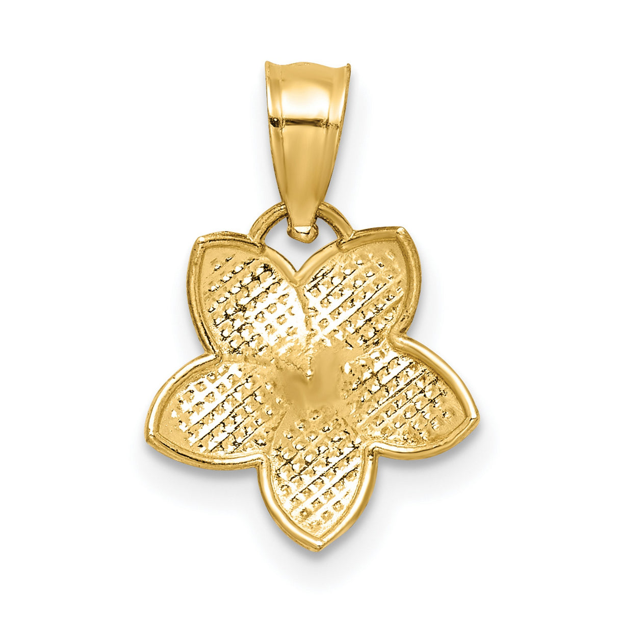 14k Yellow Gold Flower Pendant with Five Petal Floral Design and Textured Detailing