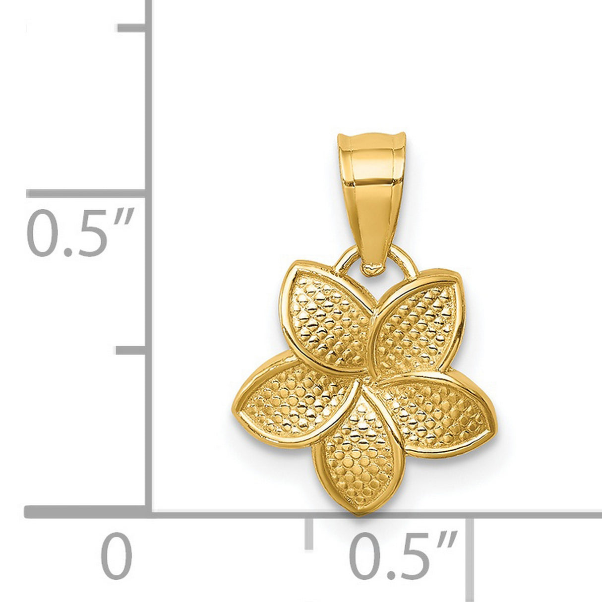 14k Yellow Gold Flower Pendant with Five Petal Floral Design and Textured Detailing
