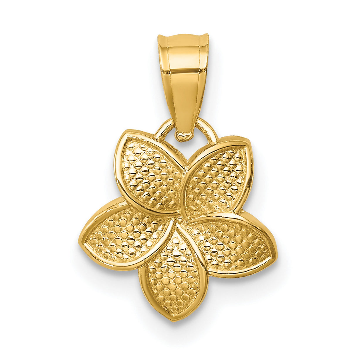 14k Yellow Gold Flower Pendant with Five Petal Floral Design and Textured Detailing