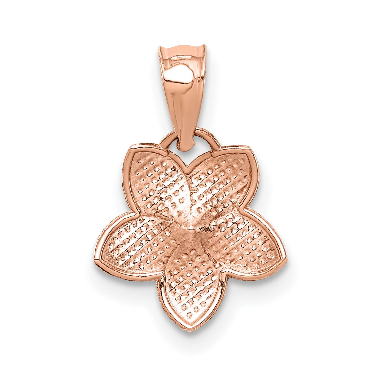 14k Rose Gold Flower Pendant with Textured Five-Petal Floral Design
