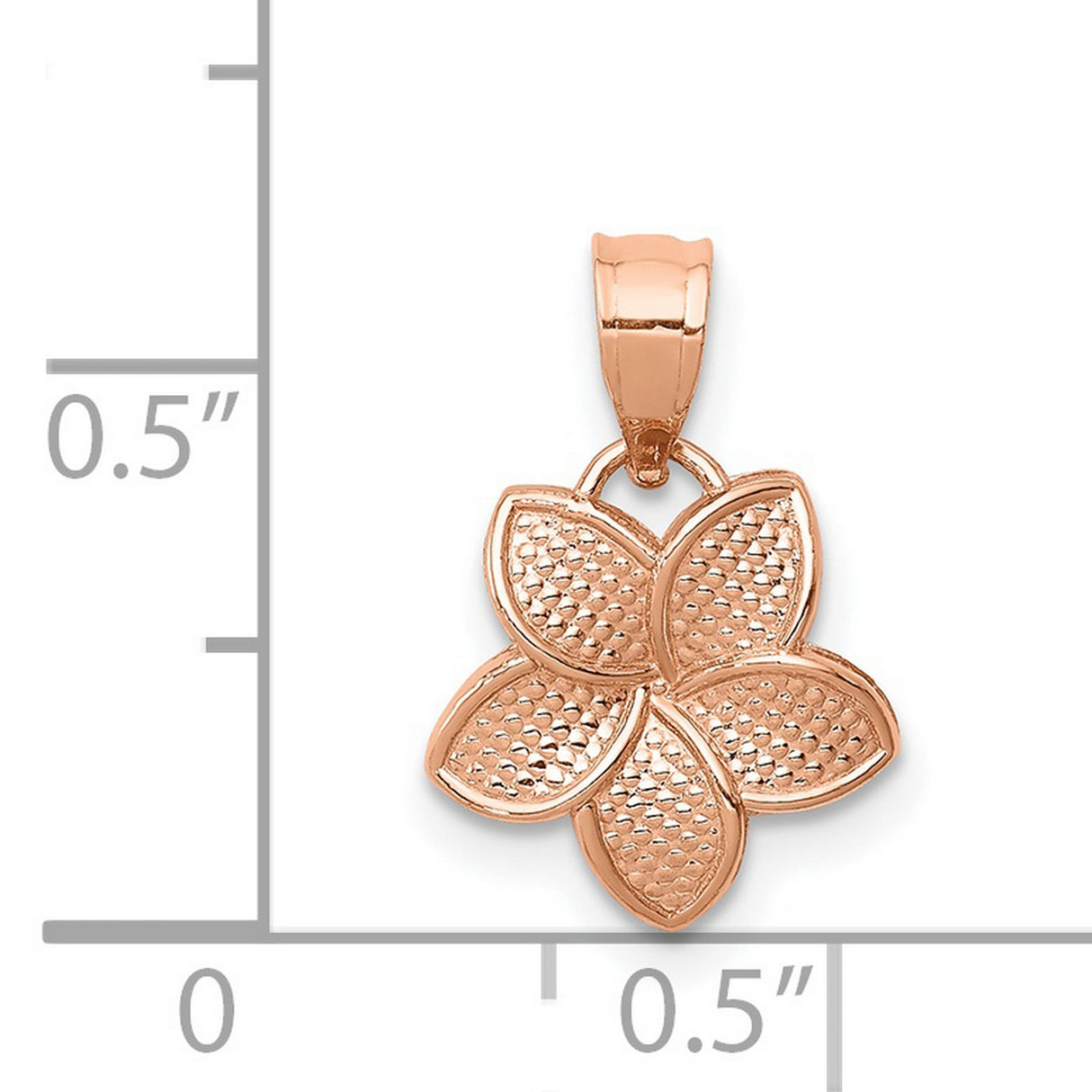 14k Rose Gold Flower Pendant with Textured Five-Petal Floral Design