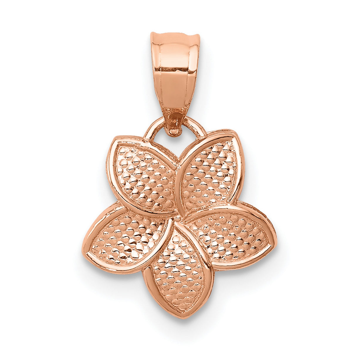 14k Rose Gold Flower Pendant with Textured Five-Petal Floral Design