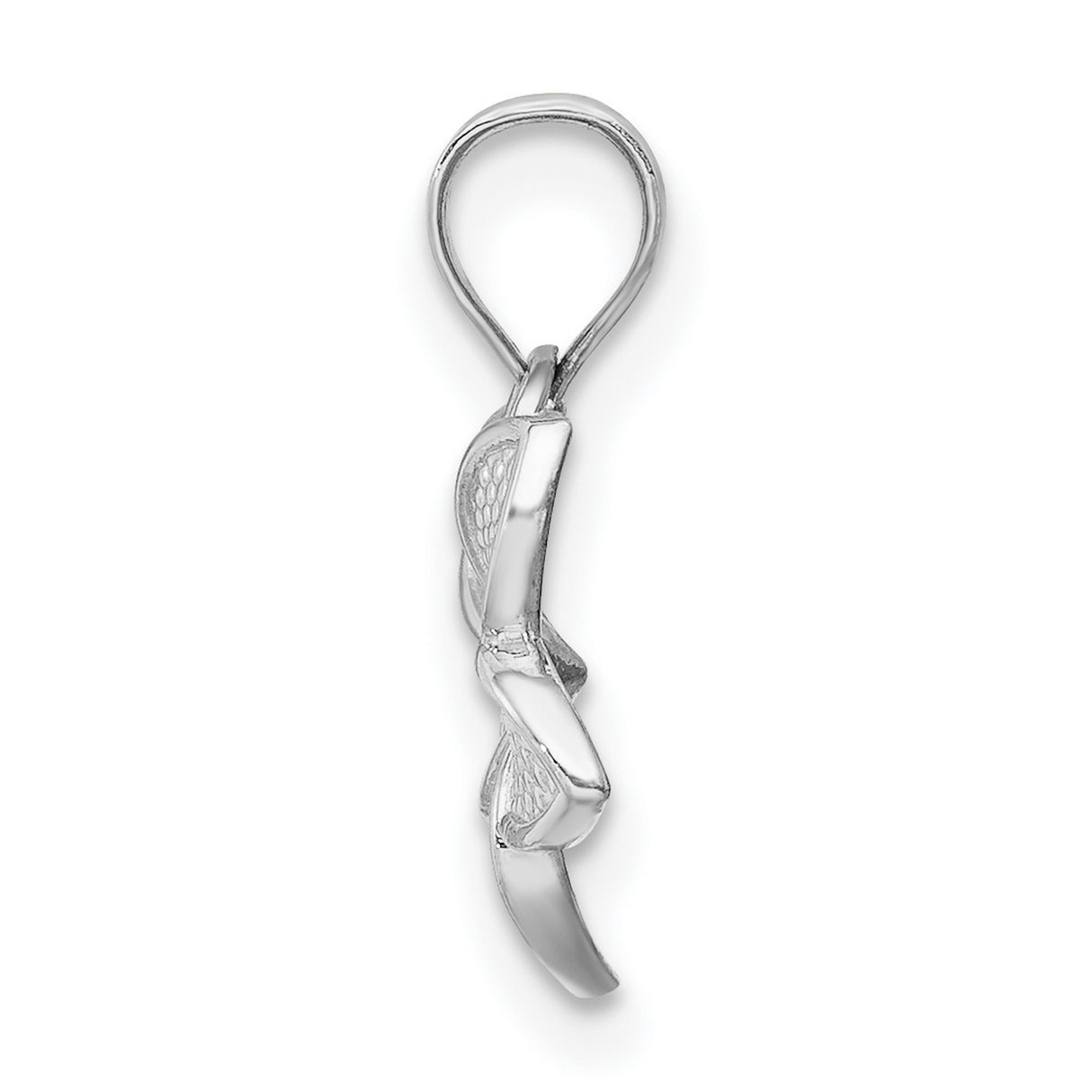 14k White Gold Flower Pendant with Textured Five Petal Design, Botanical Charm for Women