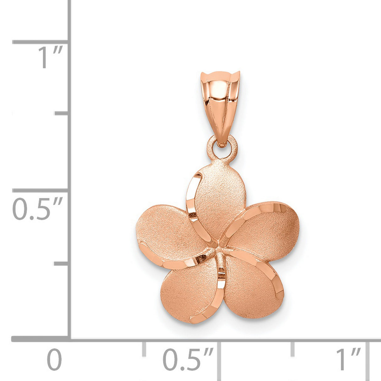 14k Rose Gold Plumeria Flower Pendant, Five Petal Floral Charm for Women