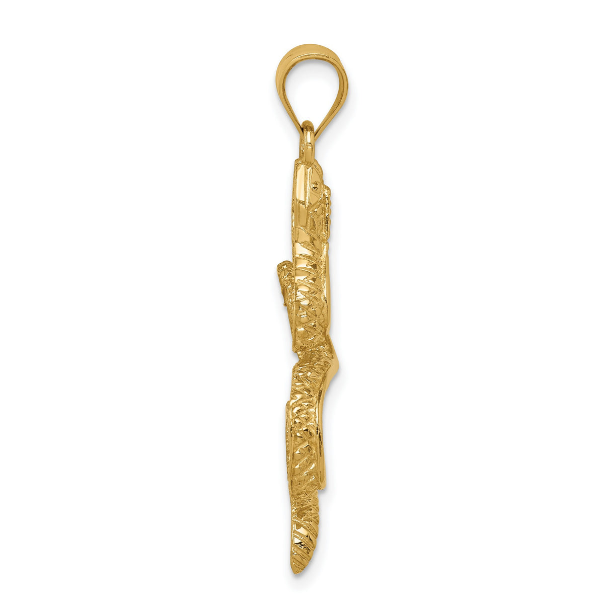14k Yellow Gold Snake Pendant with Detailed Serpentine Design, Symbol of Transformation and Protection