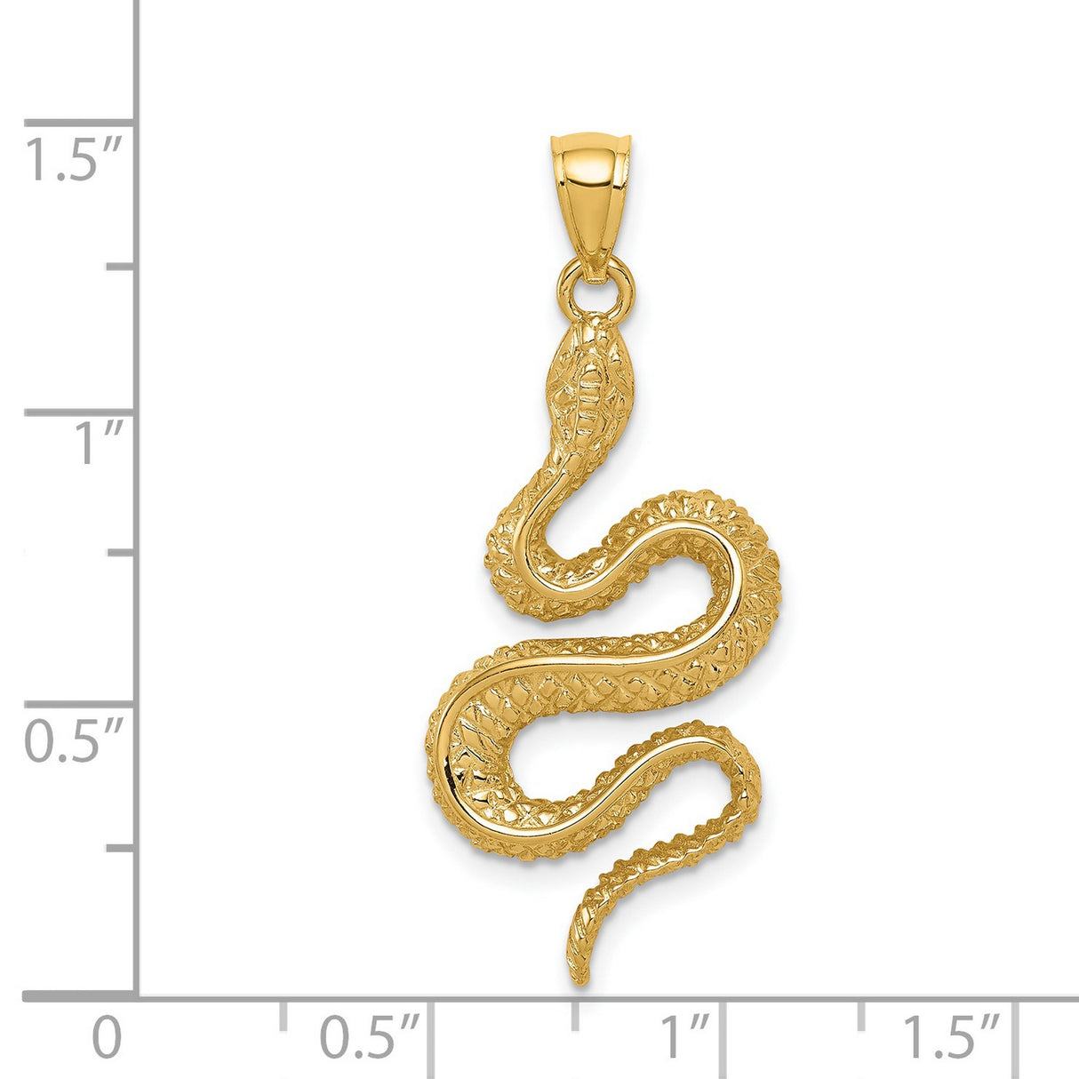 14k Yellow Gold Snake Pendant with Detailed Serpentine Design, Symbol of Transformation and Protection
