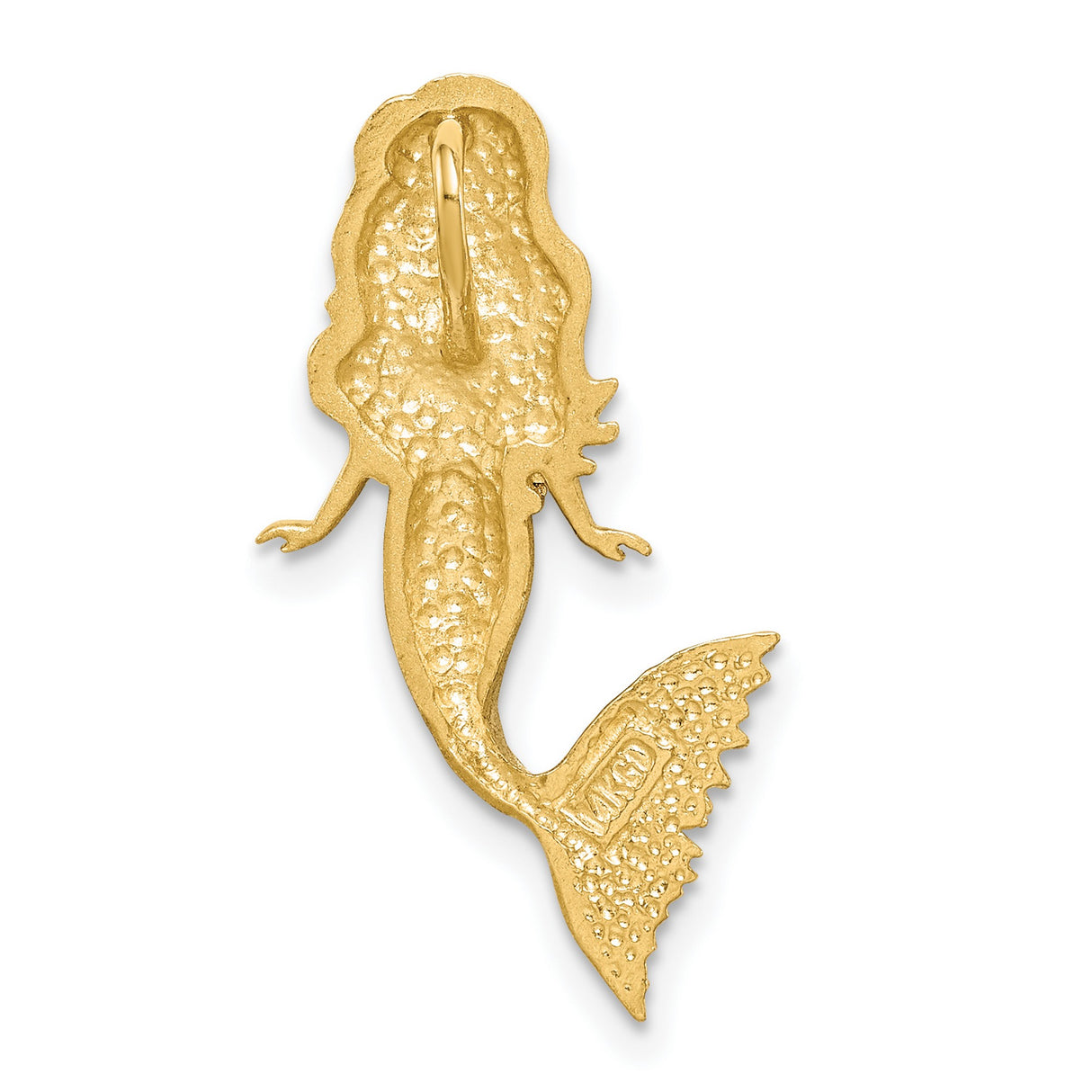 14k Yellow Gold Mermaid Pendant with Rhodium, Two-Tone Nautical Fantasy Charm for Women