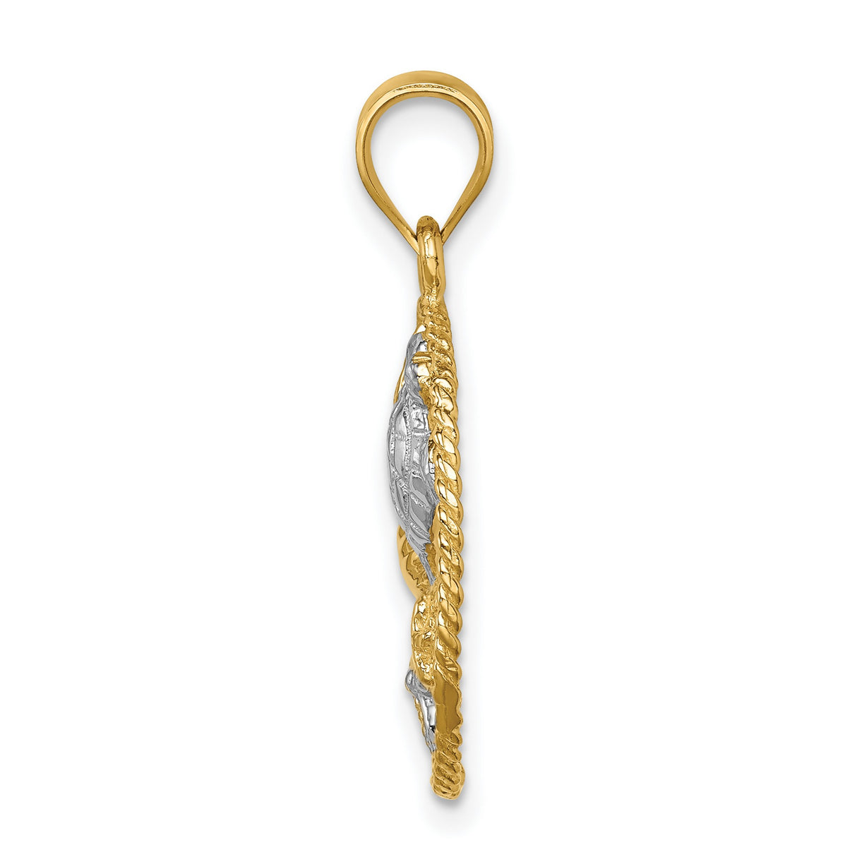 14k Multi-Tone Gold Sea Turtle Pendant with Starfish, Shell, Sand Dollar, Ocean Theme