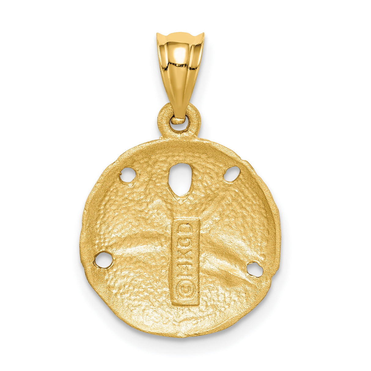 14k Yellow Gold Sand Dollar Pendant with Cutout Star Design, Nautical Beach Charm for Women
