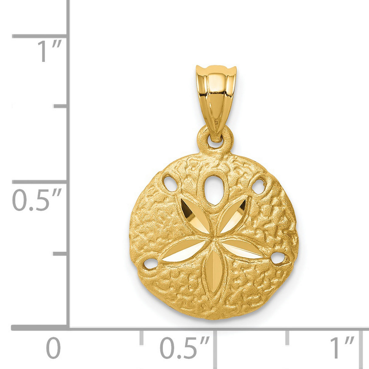 14k Yellow Gold Sand Dollar Pendant with Cutout Star Design, Nautical Beach Charm for Women