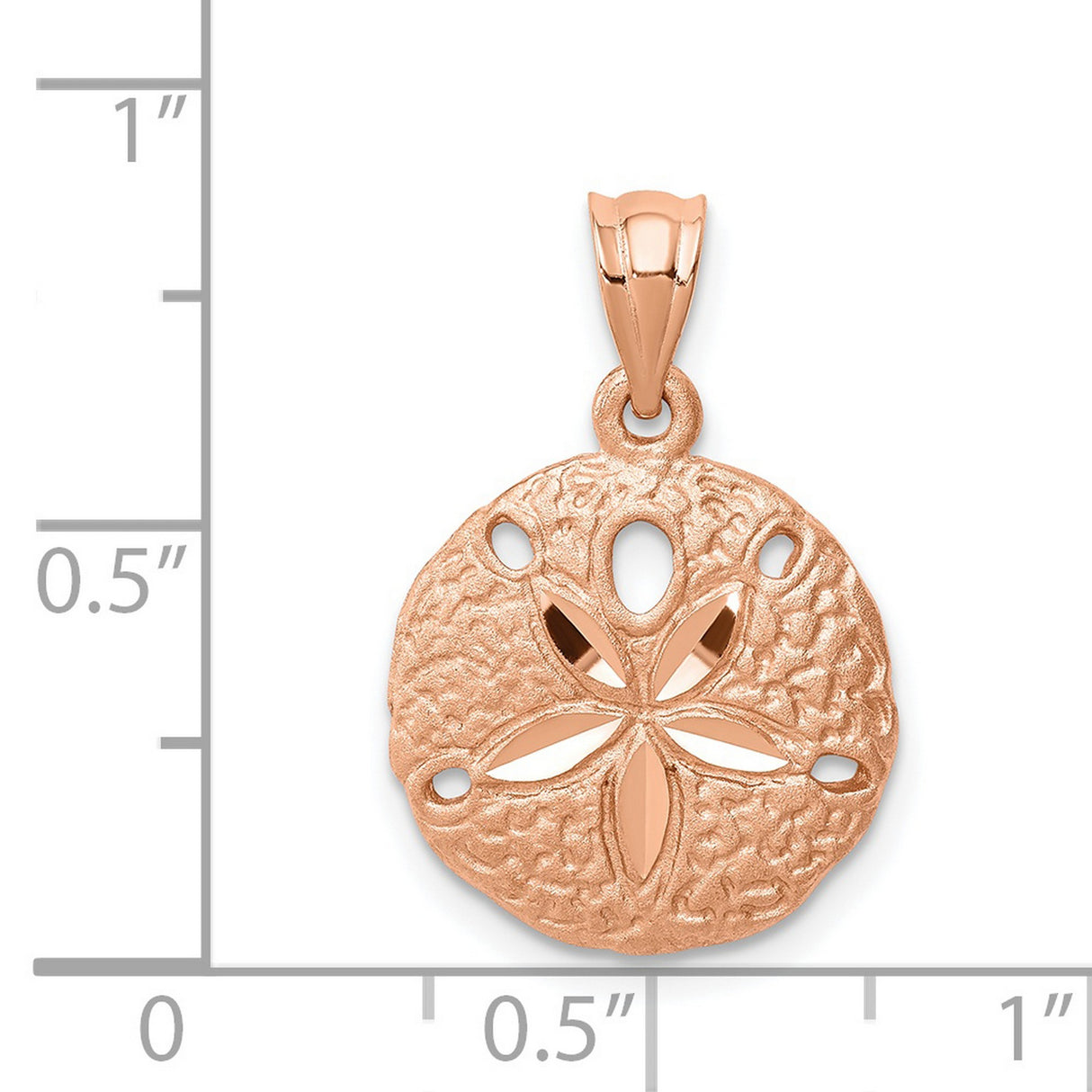 14k Rose Gold Sand Dollar Pendant with Cutout Star Design and Textured Finish