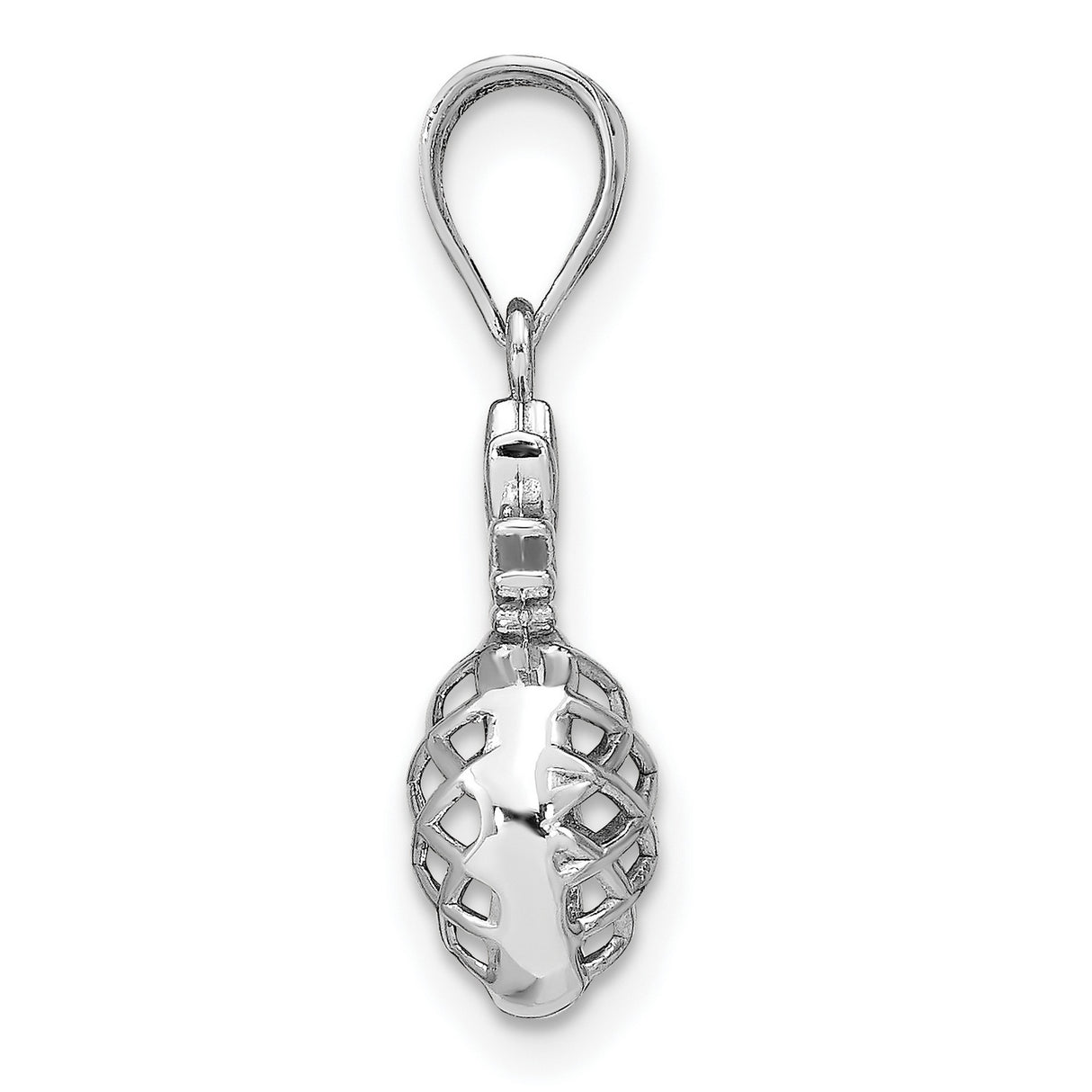 14k White Gold Pineapple Pendant with Open Lattice Design, Tropical Charm for Women