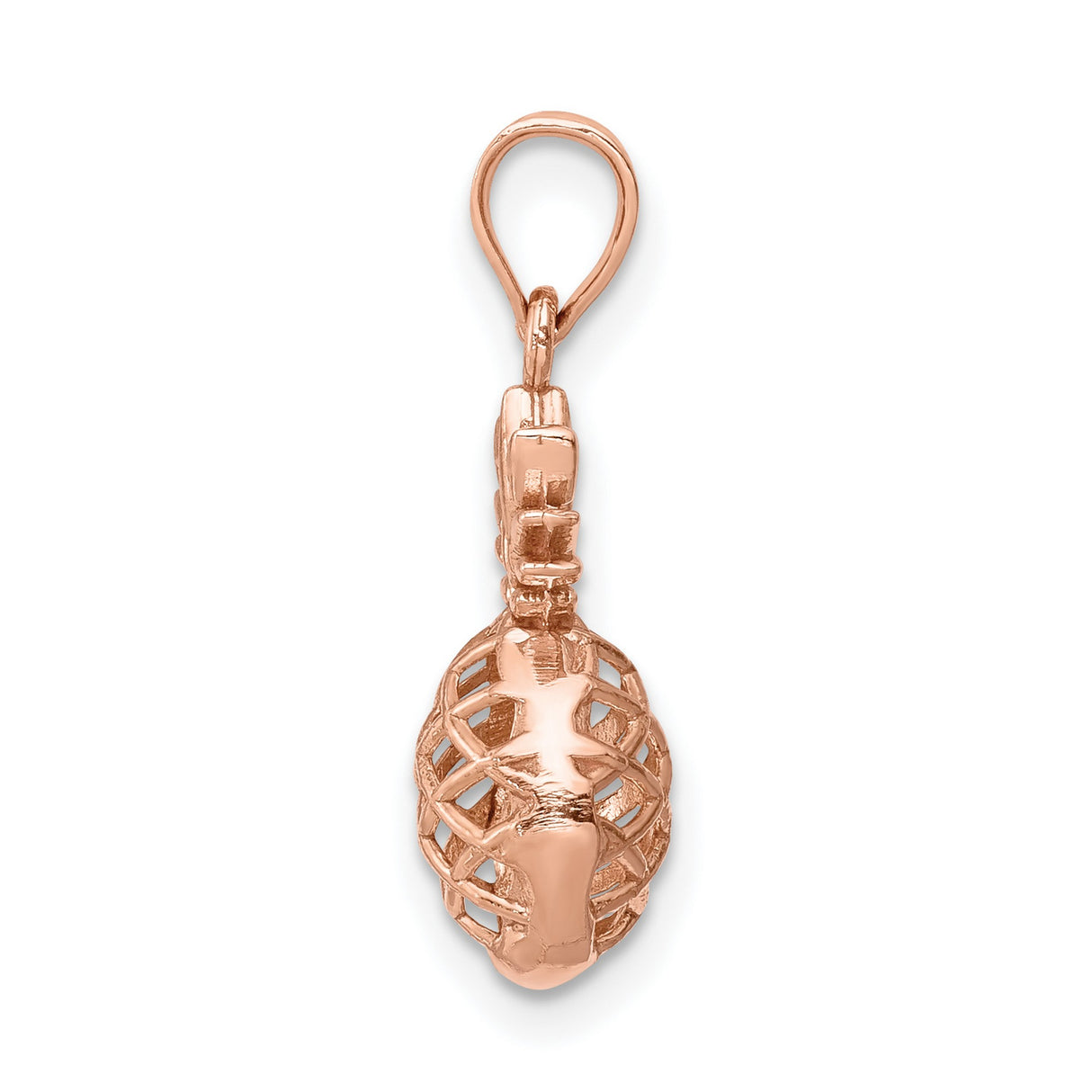 14k Rose Gold Pineapple Pendant, Open Lattice Design, Tropical Charm, Symbol of Hospitality