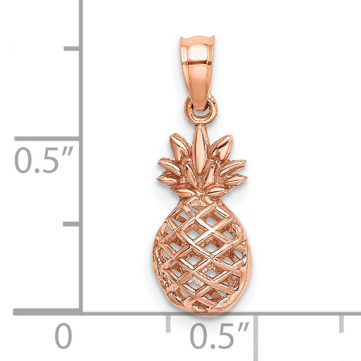 14k Rose Gold Pineapple Pendant, Open Lattice Design, Tropical Charm, Symbol of Hospitality