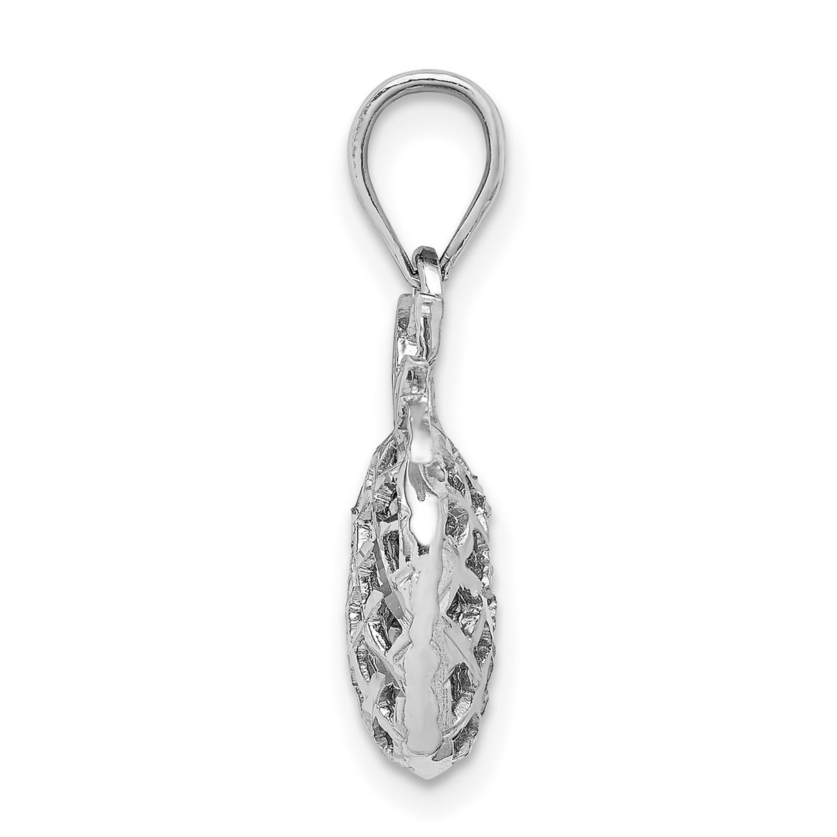 14k White Gold Pineapple Pendant with Cut-Out Design, Tropical Charm for Women