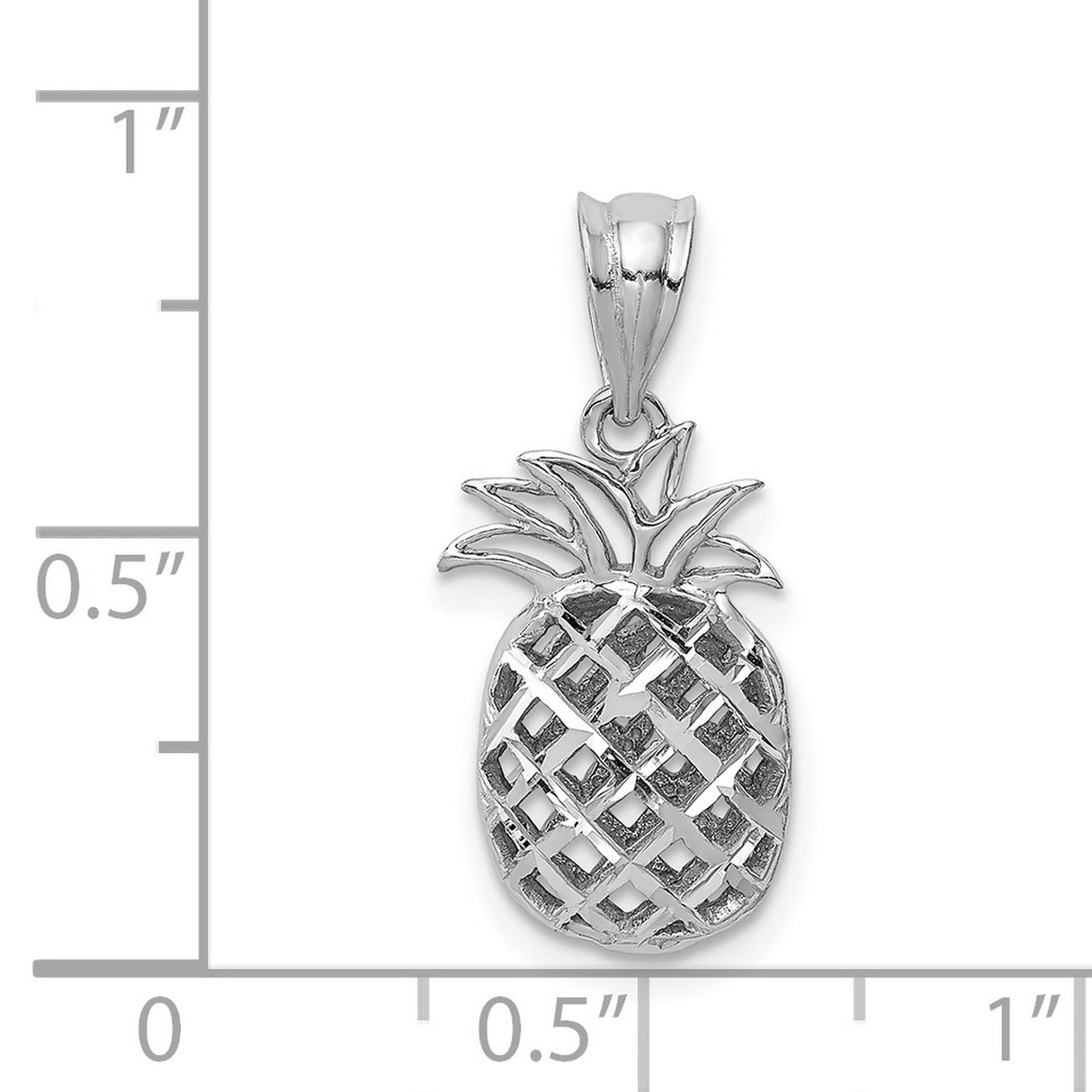 14k White Gold Pineapple Pendant with Cut-Out Design, Tropical Charm for Women