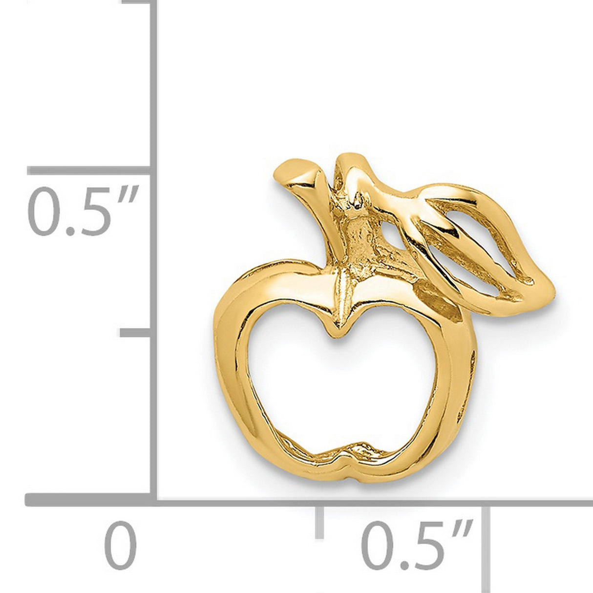 14k Yellow Gold Open Apple Pendant with Leaf Detail, Minimalist Cut-Out Symbolizing Knowledge and Health