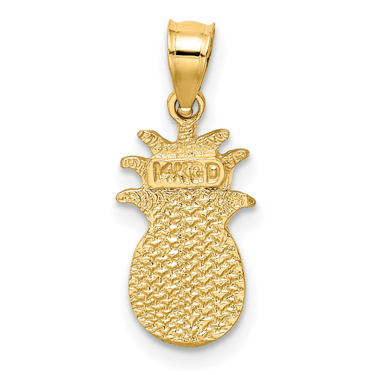 14k Yellow Gold Pineapple Pendant with High Polish and Textured Detail, Tropical Charm for Women