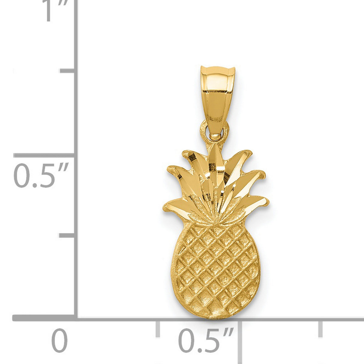 14k Yellow Gold Pineapple Pendant with High Polish and Textured Detail, Tropical Charm for Women