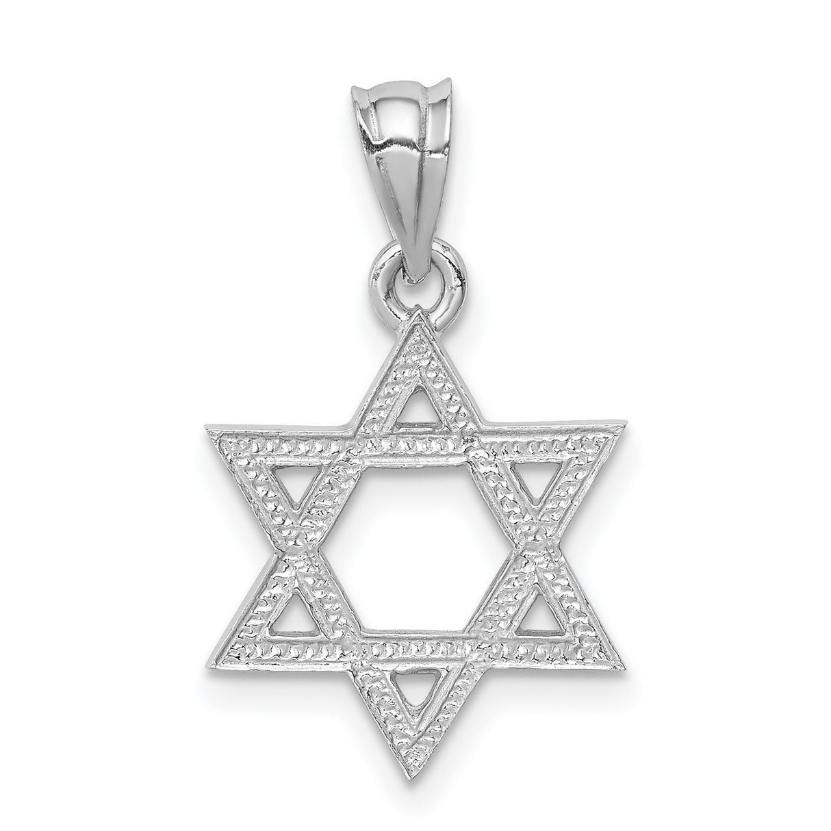 14k White Gold Star of David Pendant with Interlocking Design, Unisex Jewish Symbol