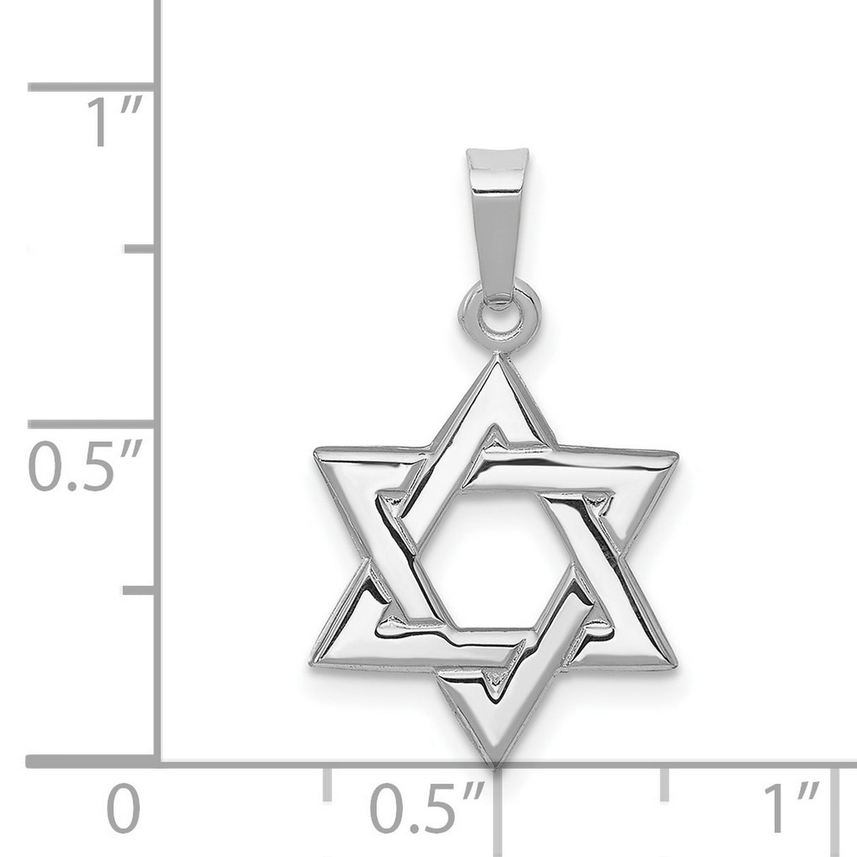 14k White Gold Star of David Pendant with Interlocking Design, Unisex Jewish Symbol