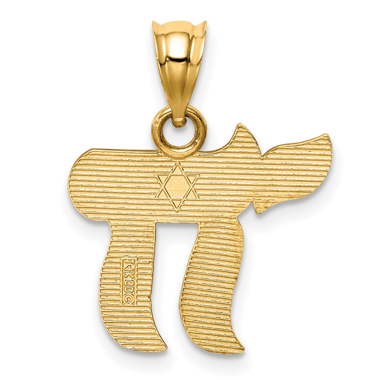 14k Yellow Gold Chai Pendant with Star of David Engraving, Jewish Symbol of Life and Faith