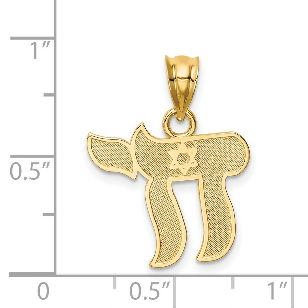 14k Yellow Gold Chai Pendant with Star of David Engraving, Jewish Symbol of Life and Faith