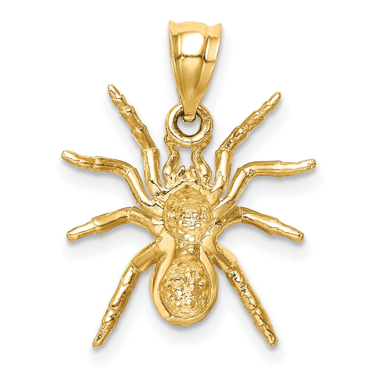 14k Yellow Gold Spider Pendant with Detailed Arachnid Design, Gothic Insect Charm