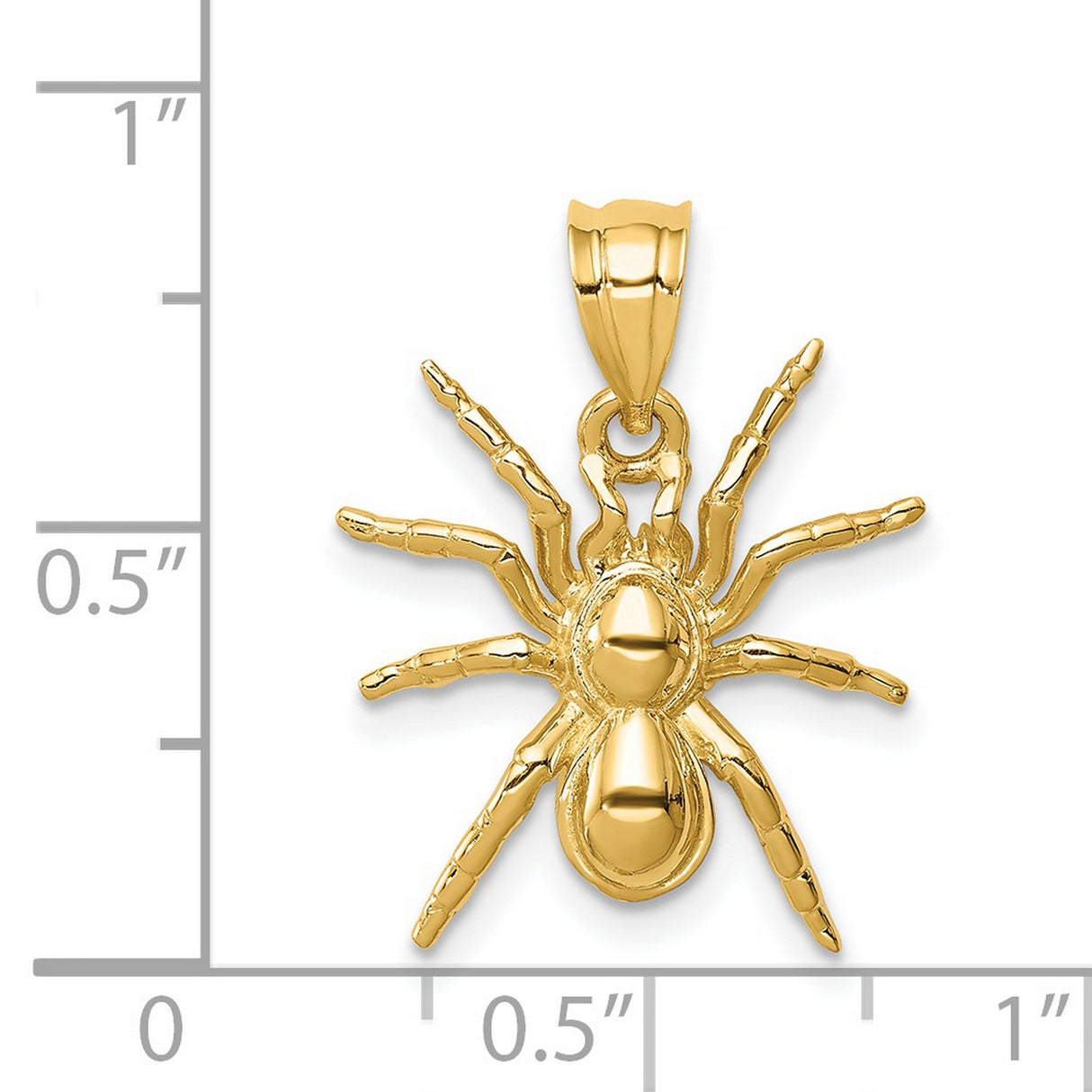14k Yellow Gold Spider Pendant with Detailed Arachnid Design, Gothic Insect Charm