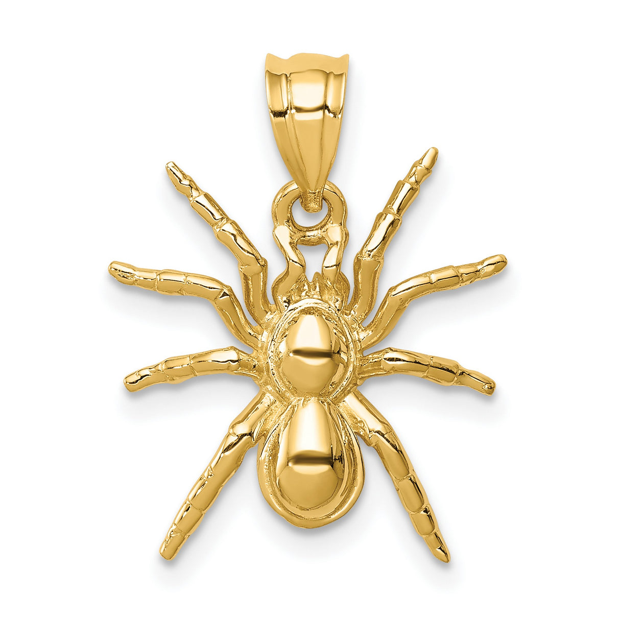 14k Yellow Gold Spider Pendant with Detailed Arachnid Design, Gothic Insect Charm
