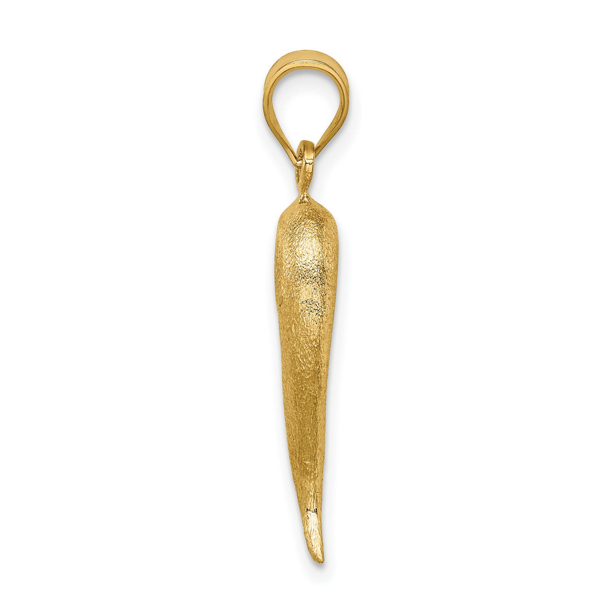 14k Yellow Gold Italian Horn Pendant, Cornicello Charm for Good Luck and Protection