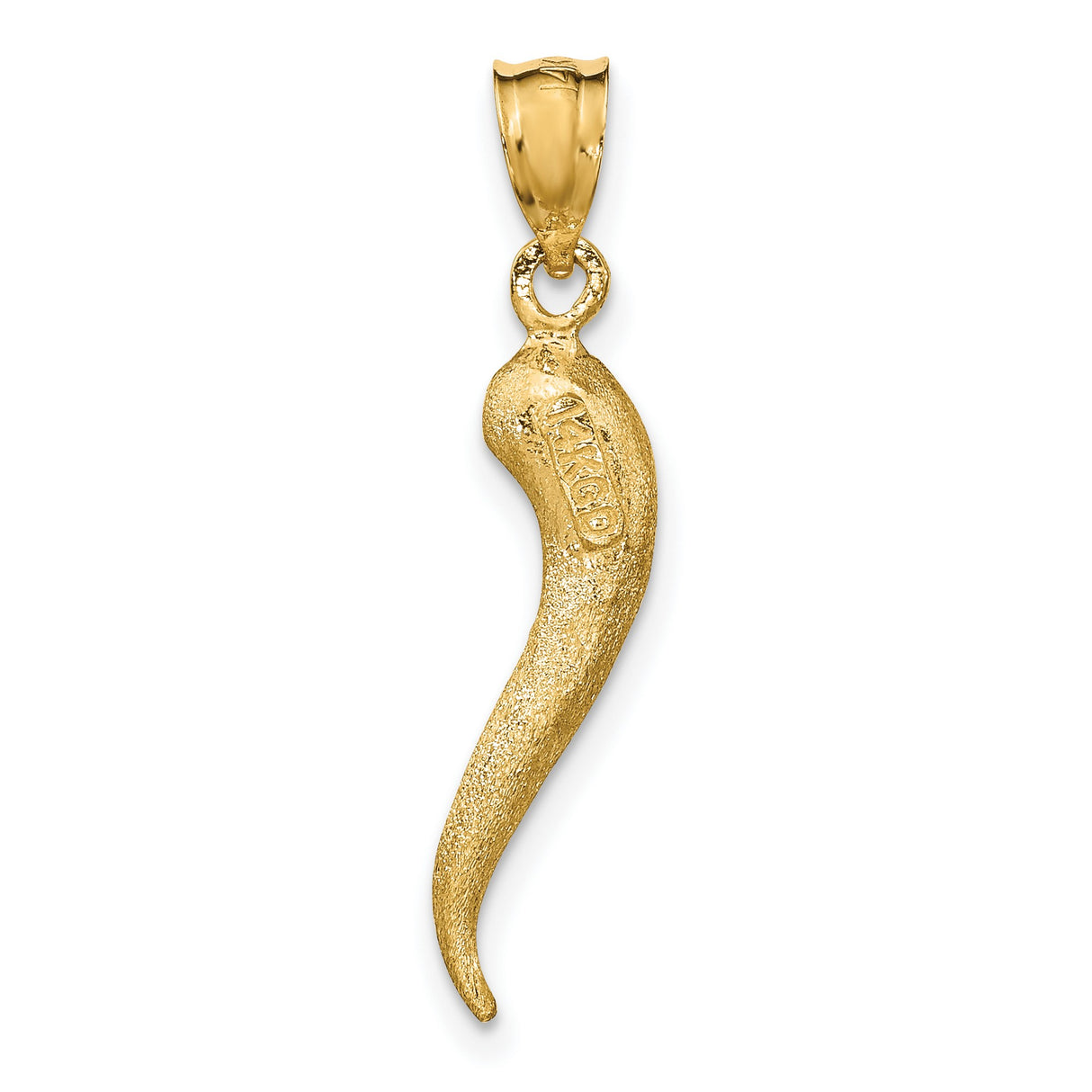 14k Yellow Gold Italian Horn Pendant, Cornicello Charm for Good Luck and Protection