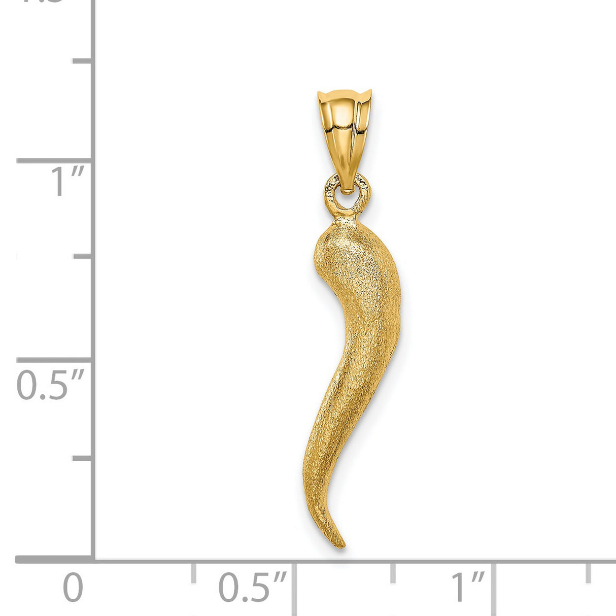 14k Yellow Gold Italian Horn Pendant, Cornicello Charm for Good Luck and Protection