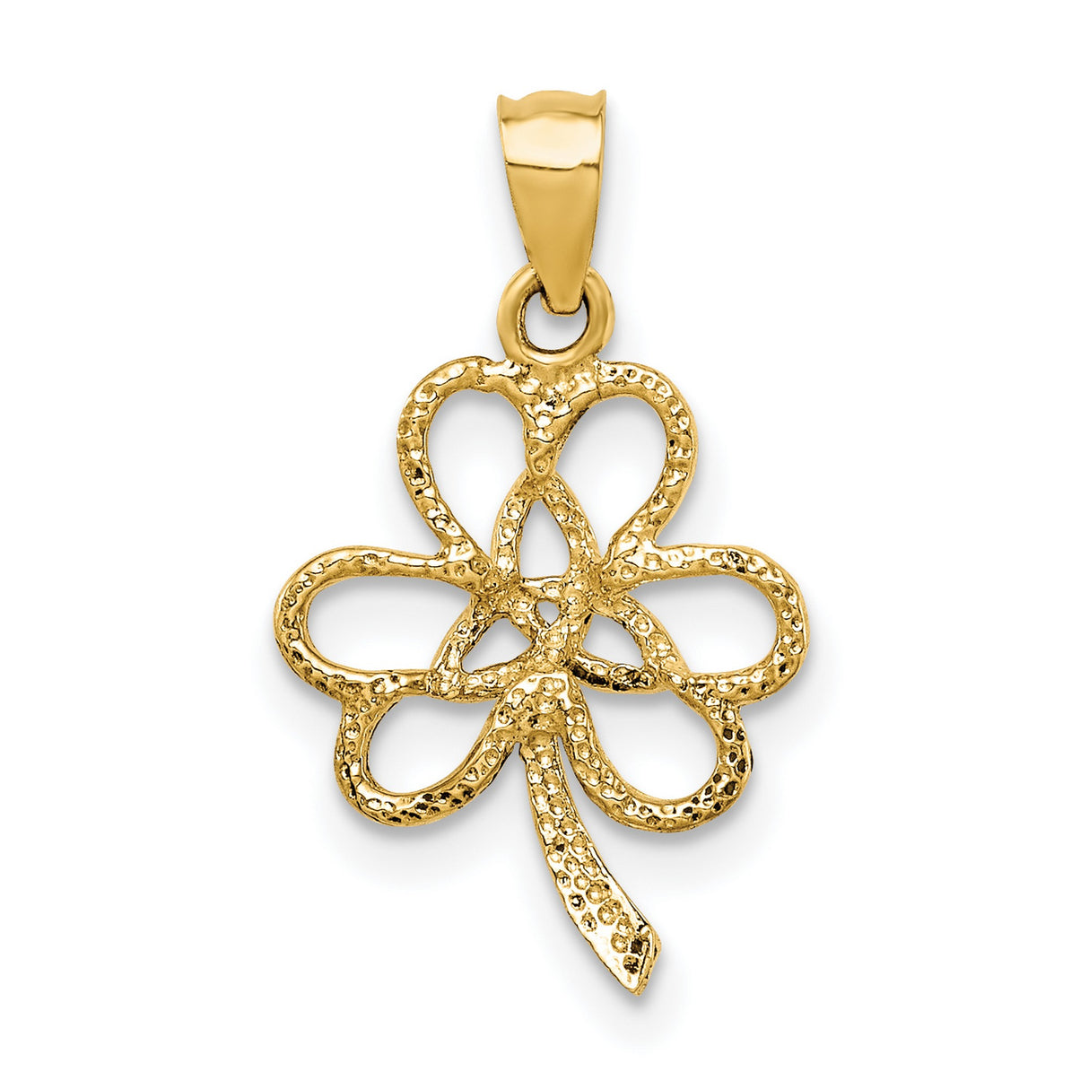 14k Yellow Gold Celtic Shamrock Pendant with Openwork Trinity Knot Design for Women