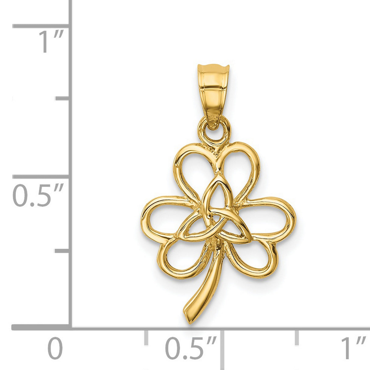 14k Yellow Gold Celtic Shamrock Pendant with Openwork Trinity Knot Design for Women