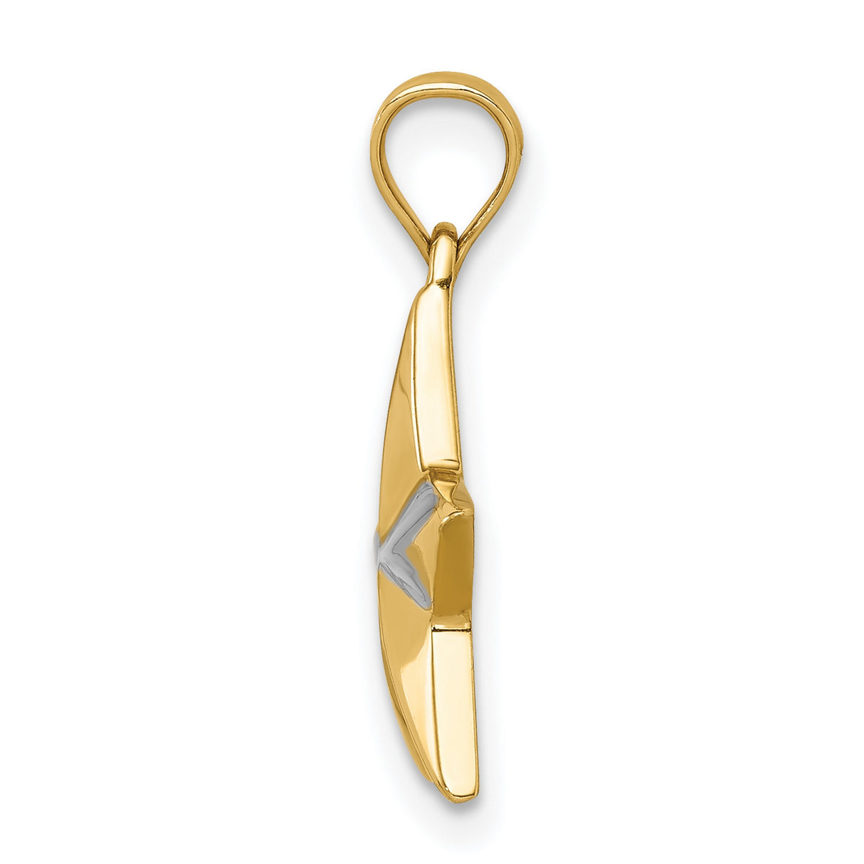 14k Yellow Gold Star Pendant Charm, Polished Five-Point Minimalist Design, Unisex Jewelry