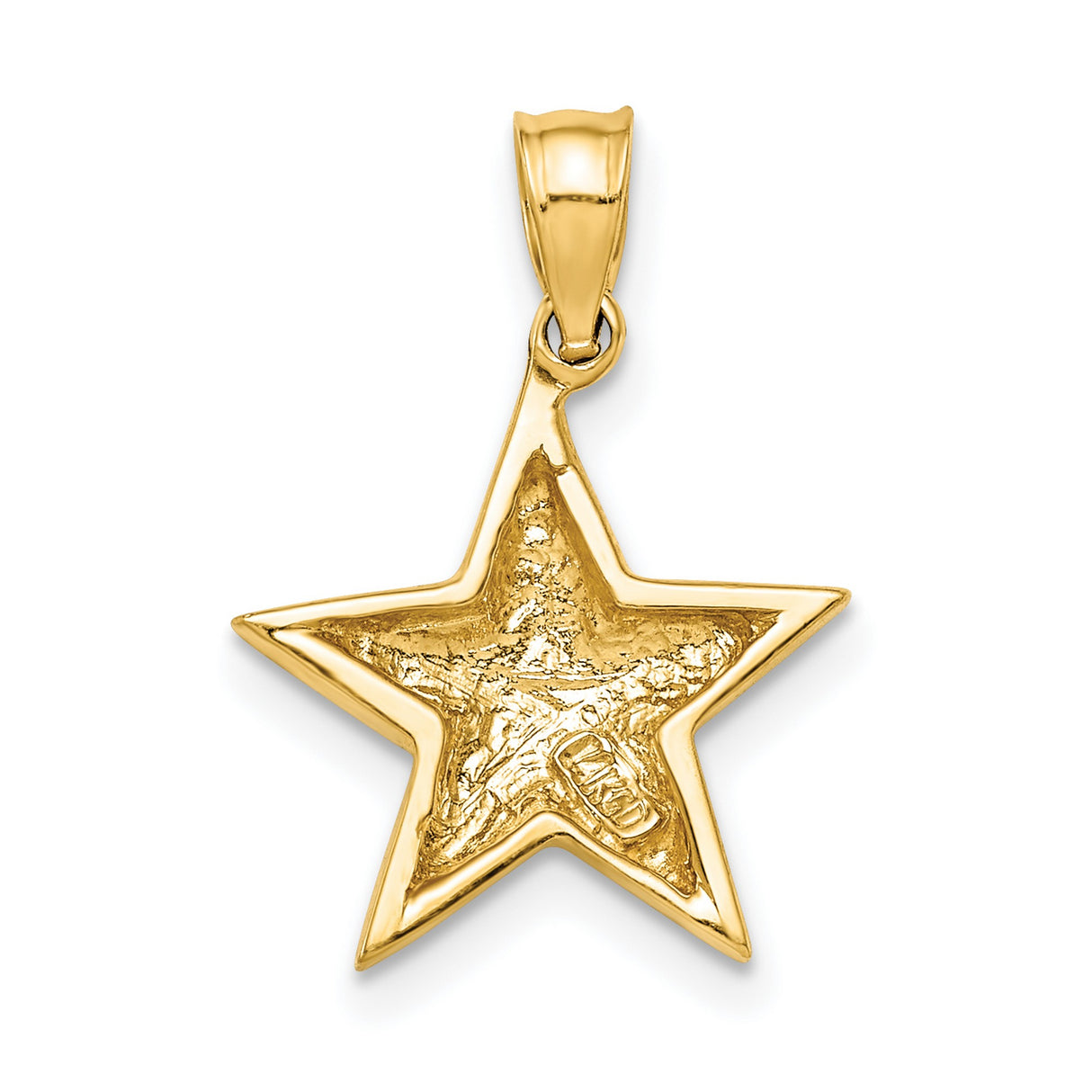 14k Yellow Gold Star Pendant Charm, Polished Five-Point Minimalist Design, Unisex Jewelry