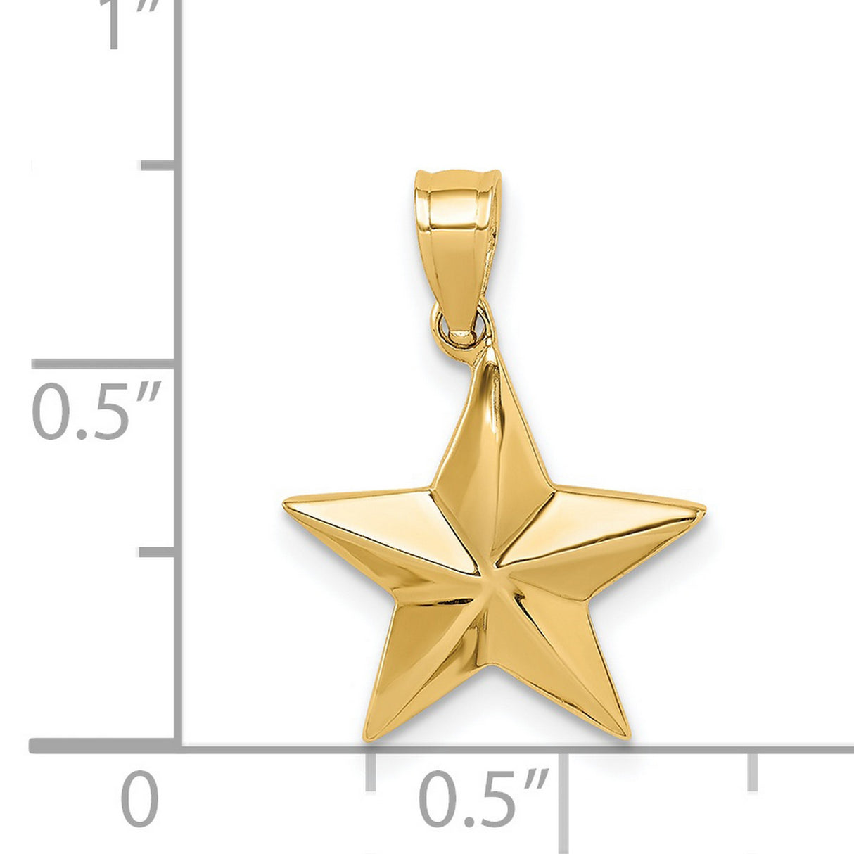 14k Yellow Gold Star Pendant Charm, Polished Five-Point Minimalist Design, Unisex Jewelry