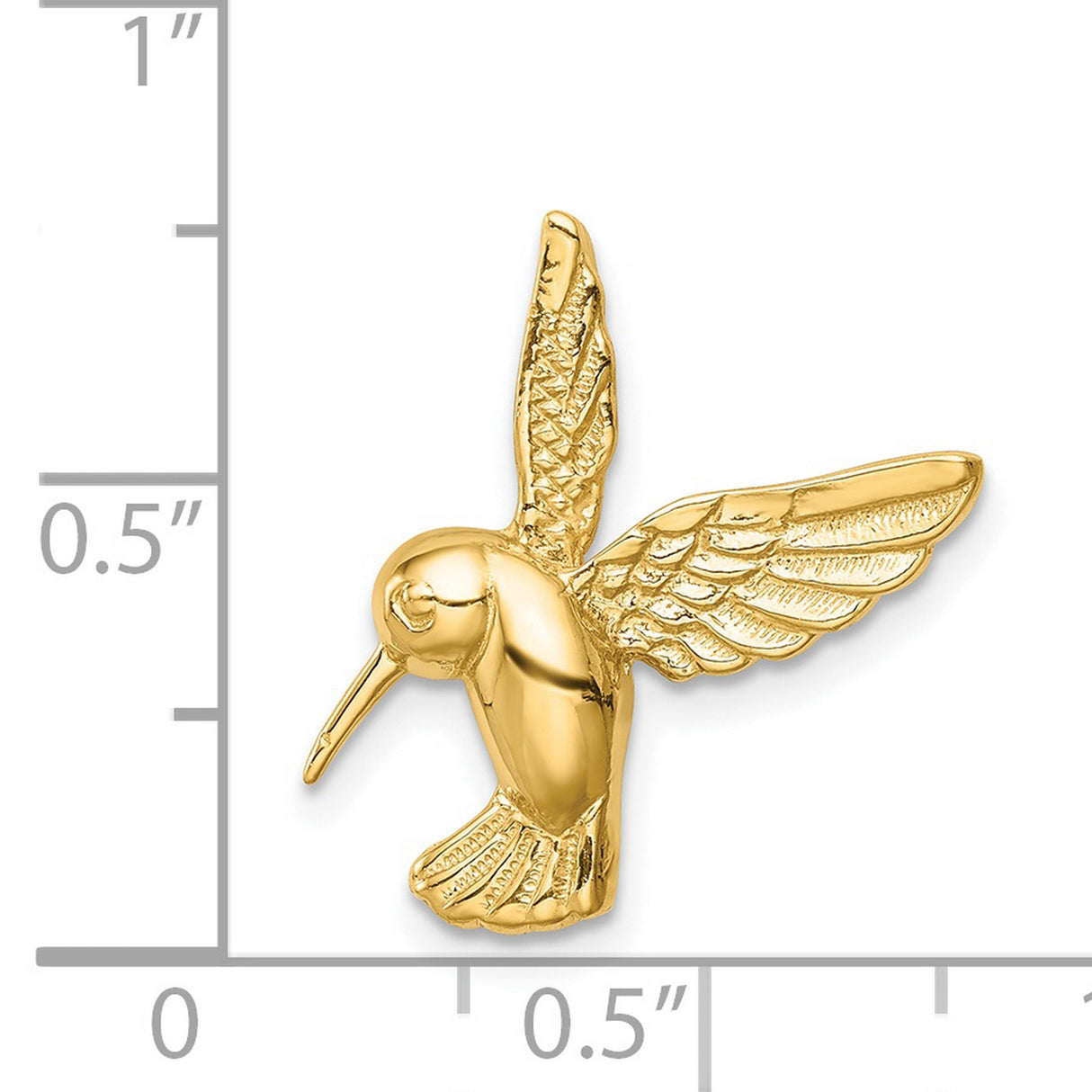 14k Yellow Gold Hummingbird Pendant with Detailed Wings, Nature-Inspired Charm for Women