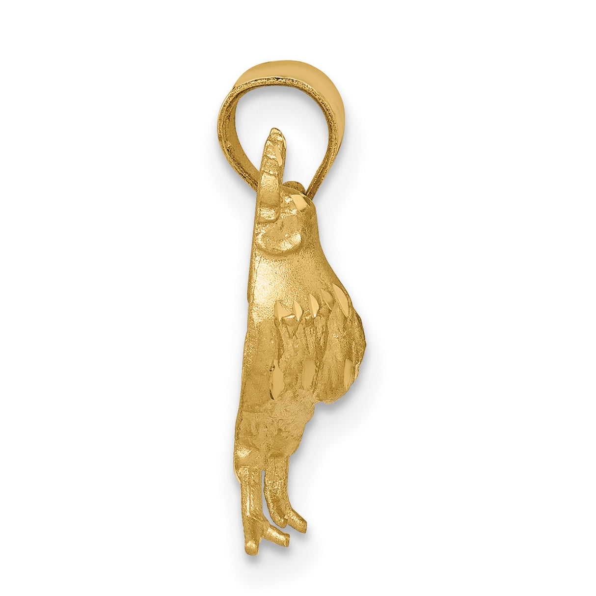 14k Yellow Gold Rooster Pendant, Detailed Animal Charm with Satin Finish, Zodiac Symbol Jewelry