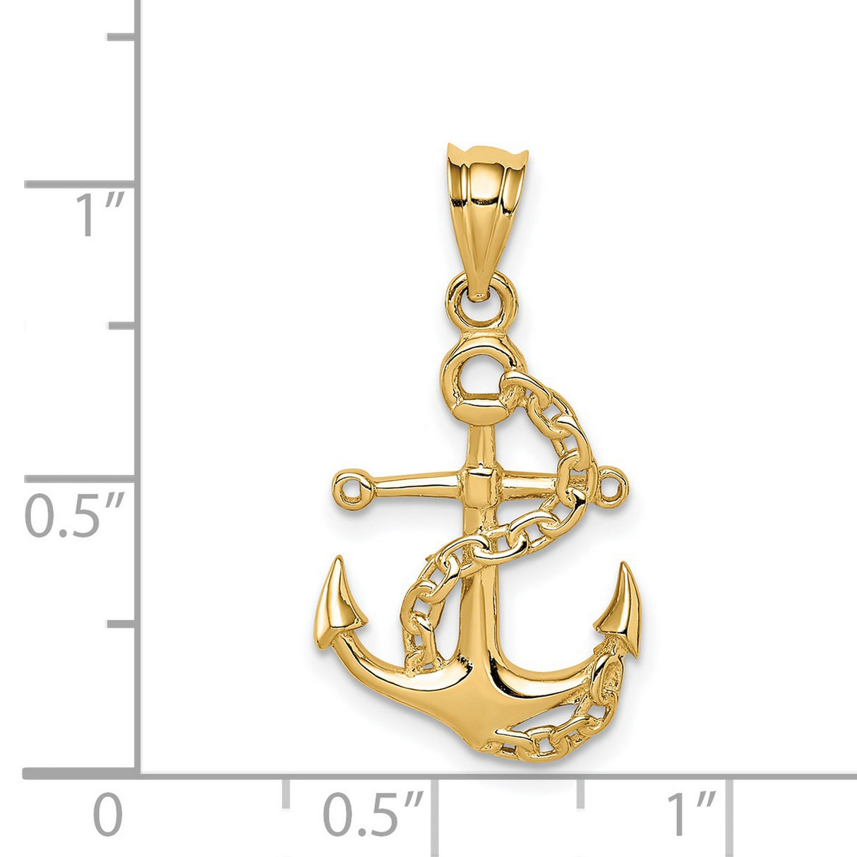 14k Yellow Gold Anchor Pendant with Wrapped Chain Design, Nautical Symbol of Strength and Faith