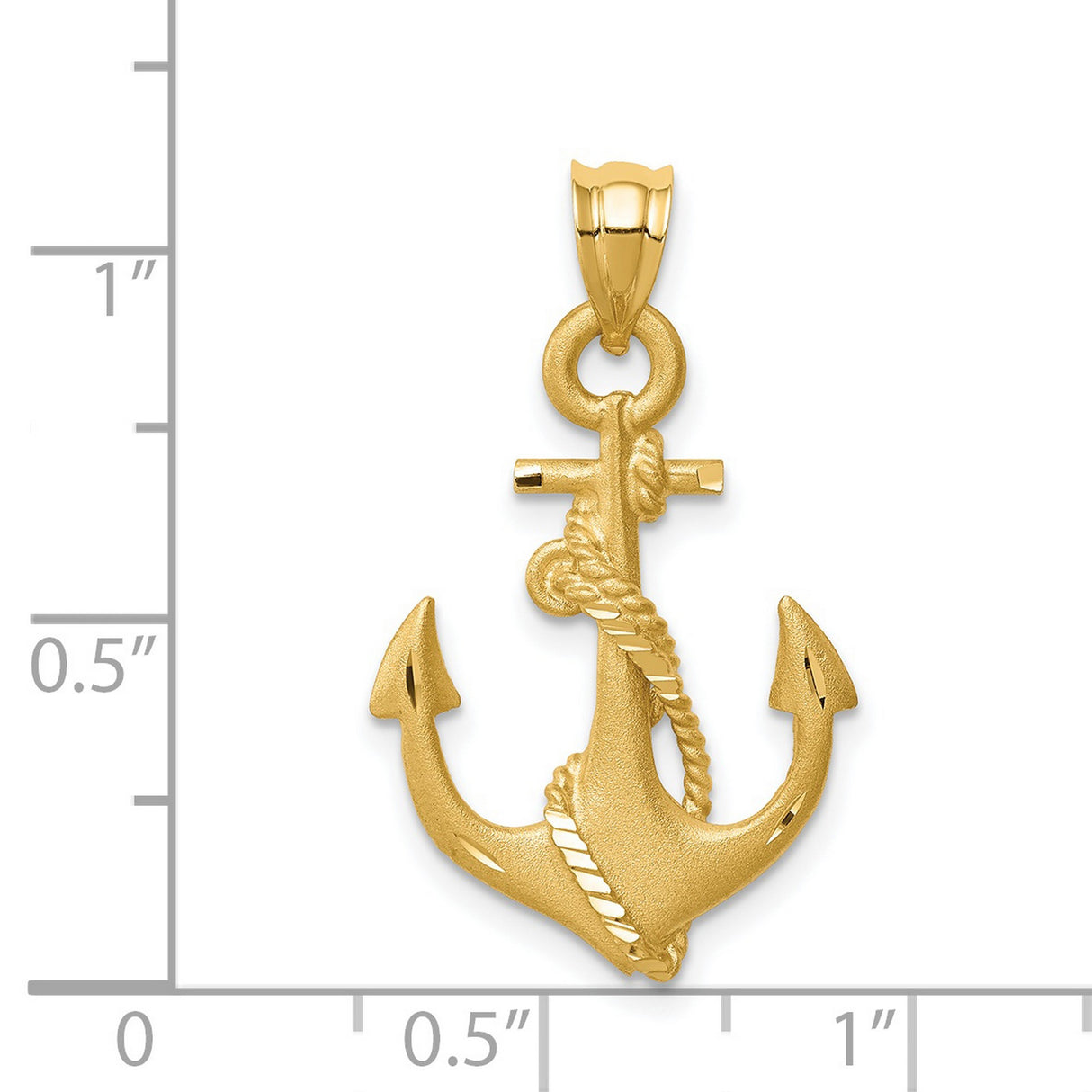 14k Yellow Gold Anchor Pendant with Rope Detailing, Nautical Christian Symbol for Men