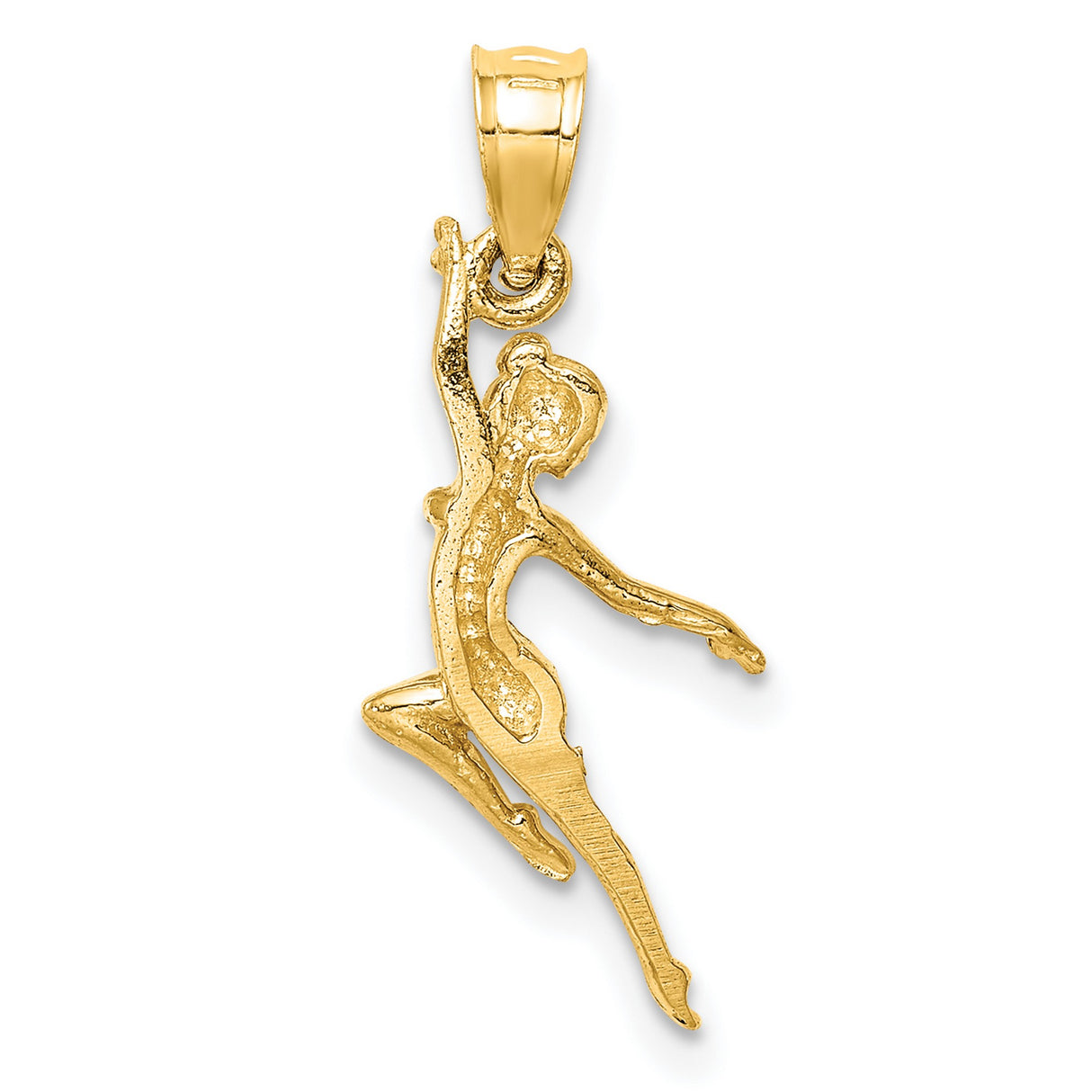 14k Yellow Gold Ballerina Pendant, Graceful Dancer Charm with Artistic Ballet Design for Women