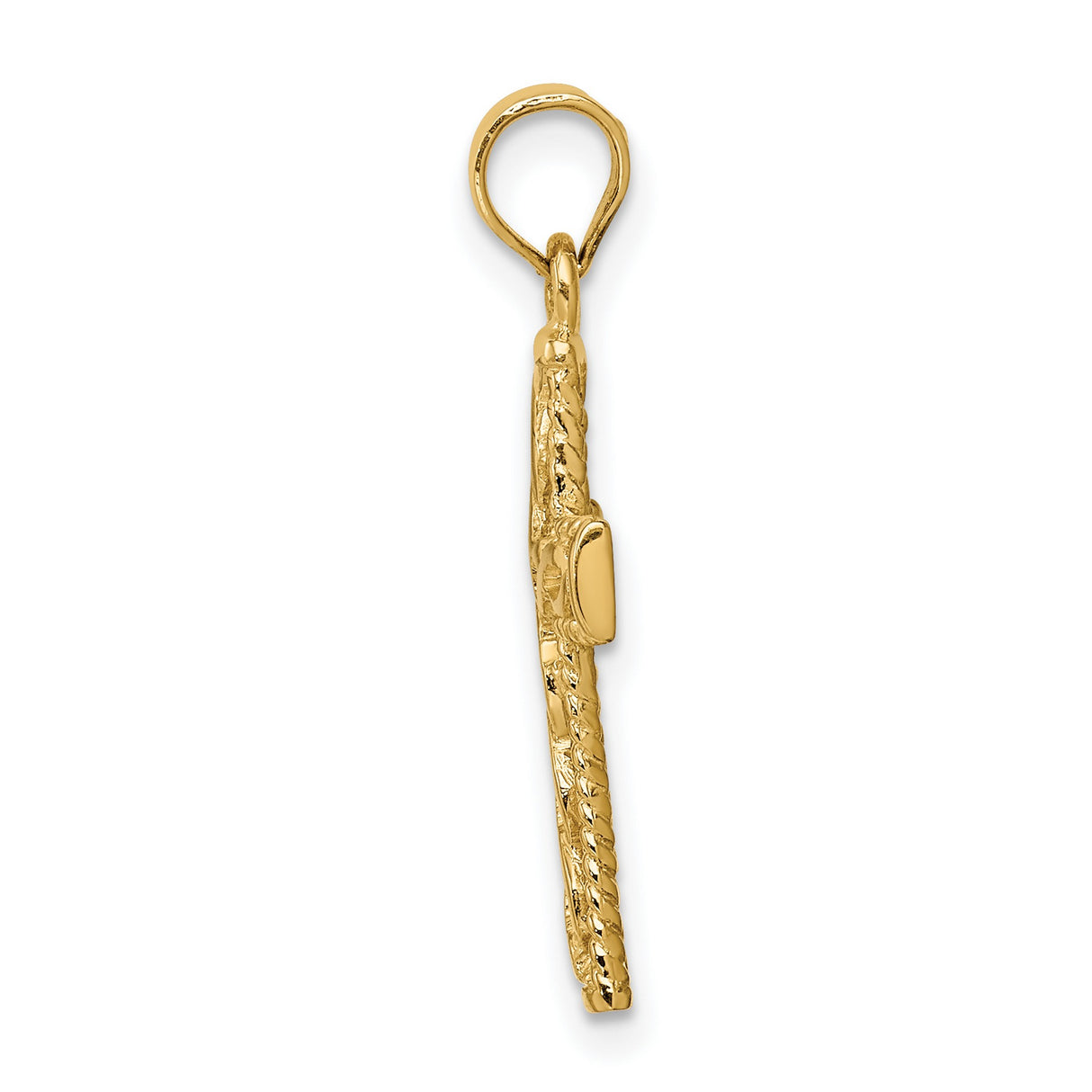 14k Yellow Gold Braided Cross Pendant, Openwork Design, High Polish, Vintage Spiritual Style