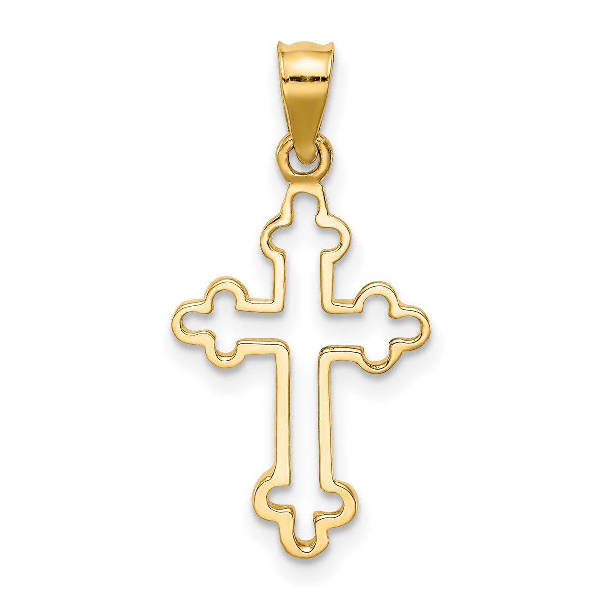 14k Yellow Gold Cross Pendant with Sleek Openwork Design and Polished Finish