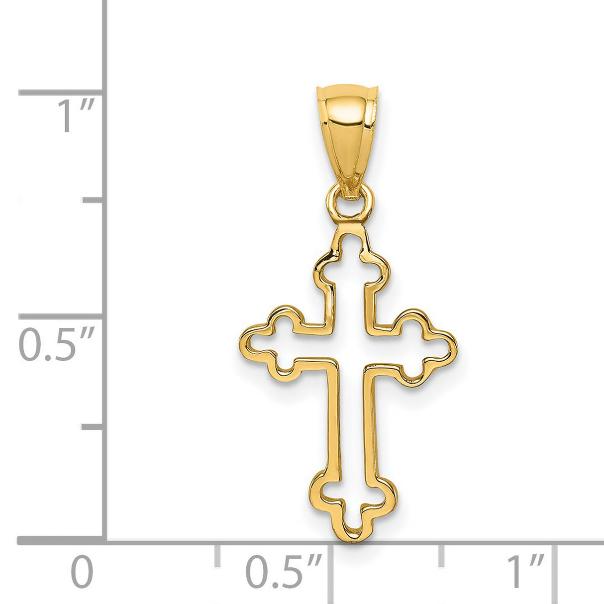 14k Yellow Gold Cross Pendant with Sleek Openwork Design and Polished Finish