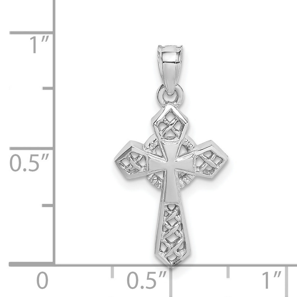 14k White Gold Cross Pendant with Celtic Knot and Filigree Design