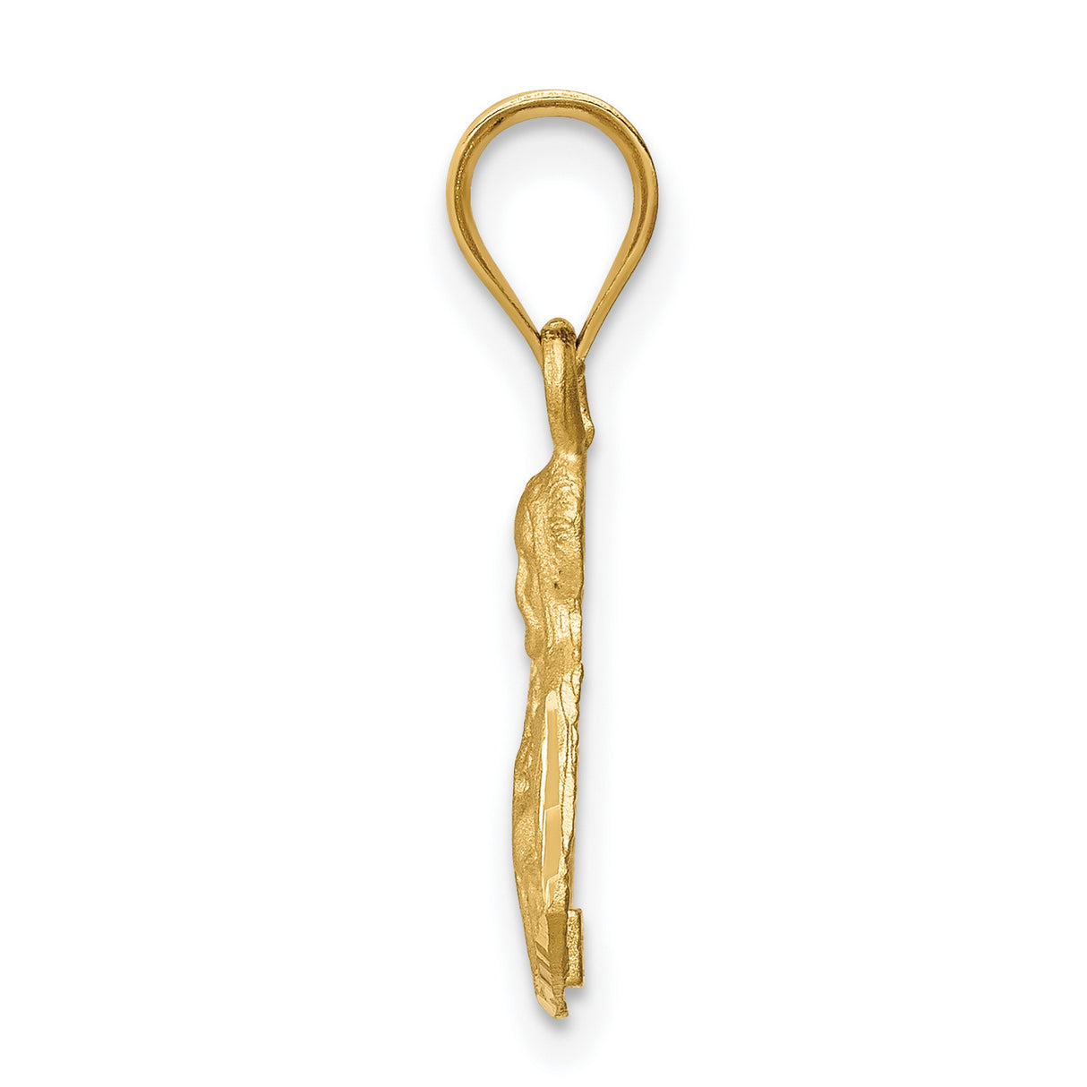 14k Yellow Gold Sacred Heart of Jesus Pendant, Brushed Religious Charm with Christ Bust