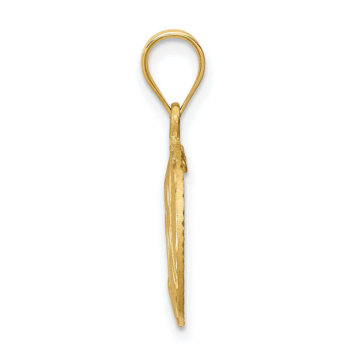 14k Yellow Gold Virgin Mary Medallion Pendant with Diamond Cut Accents, Catholic Medal Charm