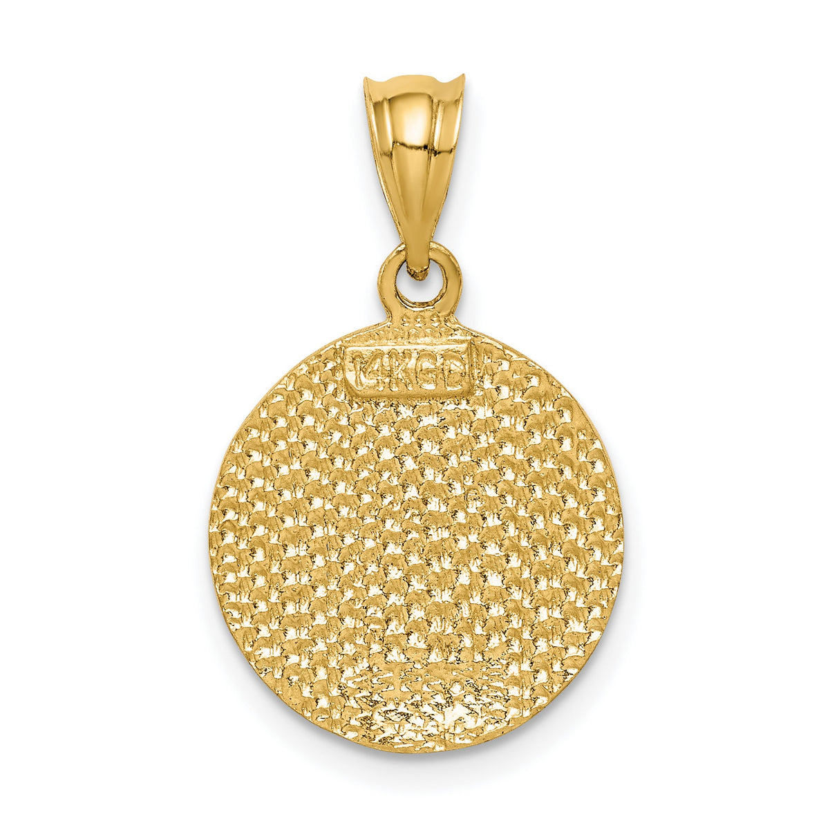 14k Yellow Gold Virgin Mary Medallion Pendant with Diamond Cut Accents, Catholic Medal Charm